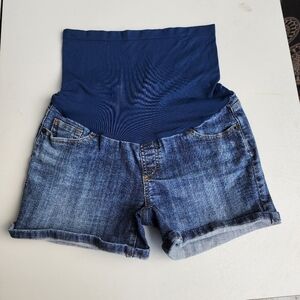 American Star Maternity Denim Jean Shorts Secret Fit Belly Blue Pregnancy Sz S